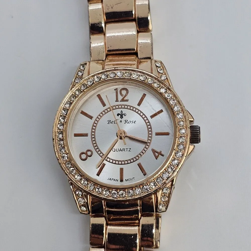 Bell Rose‎ Women's Watch 30MM Gold Dial Gold Bracelet Band 7